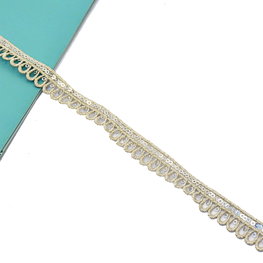 Fancy Metallic Yarn Sequence Lace