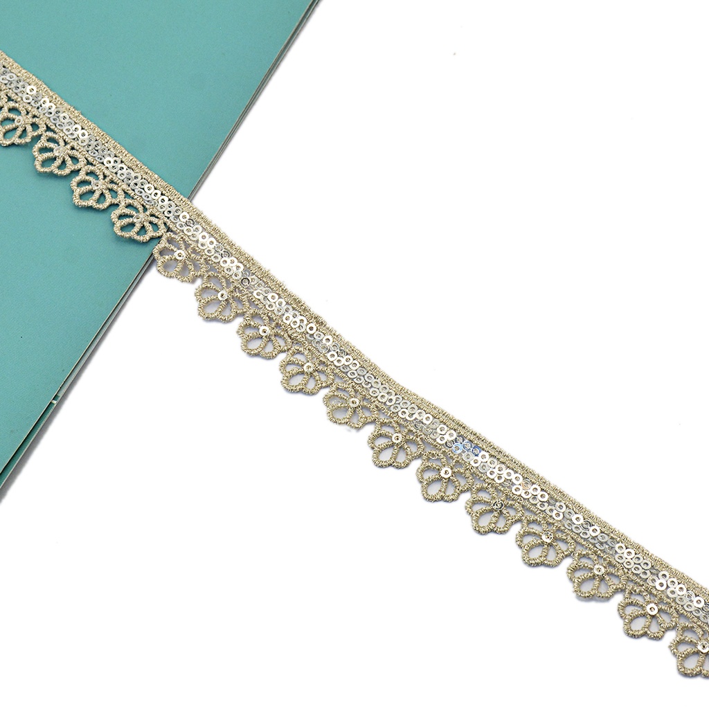 Fancy Metallic Yarn Sequence Lace