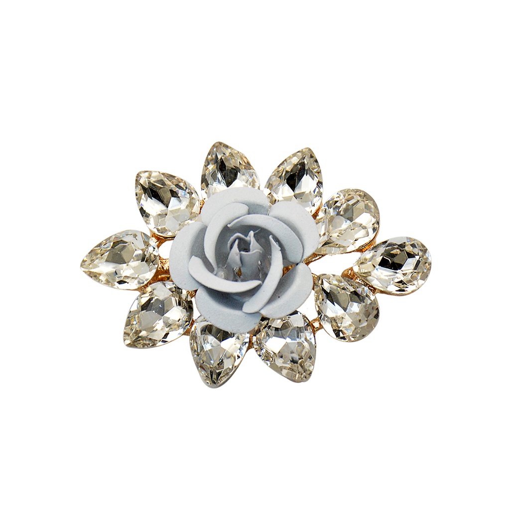 Flower Design Crystals Fancy Button