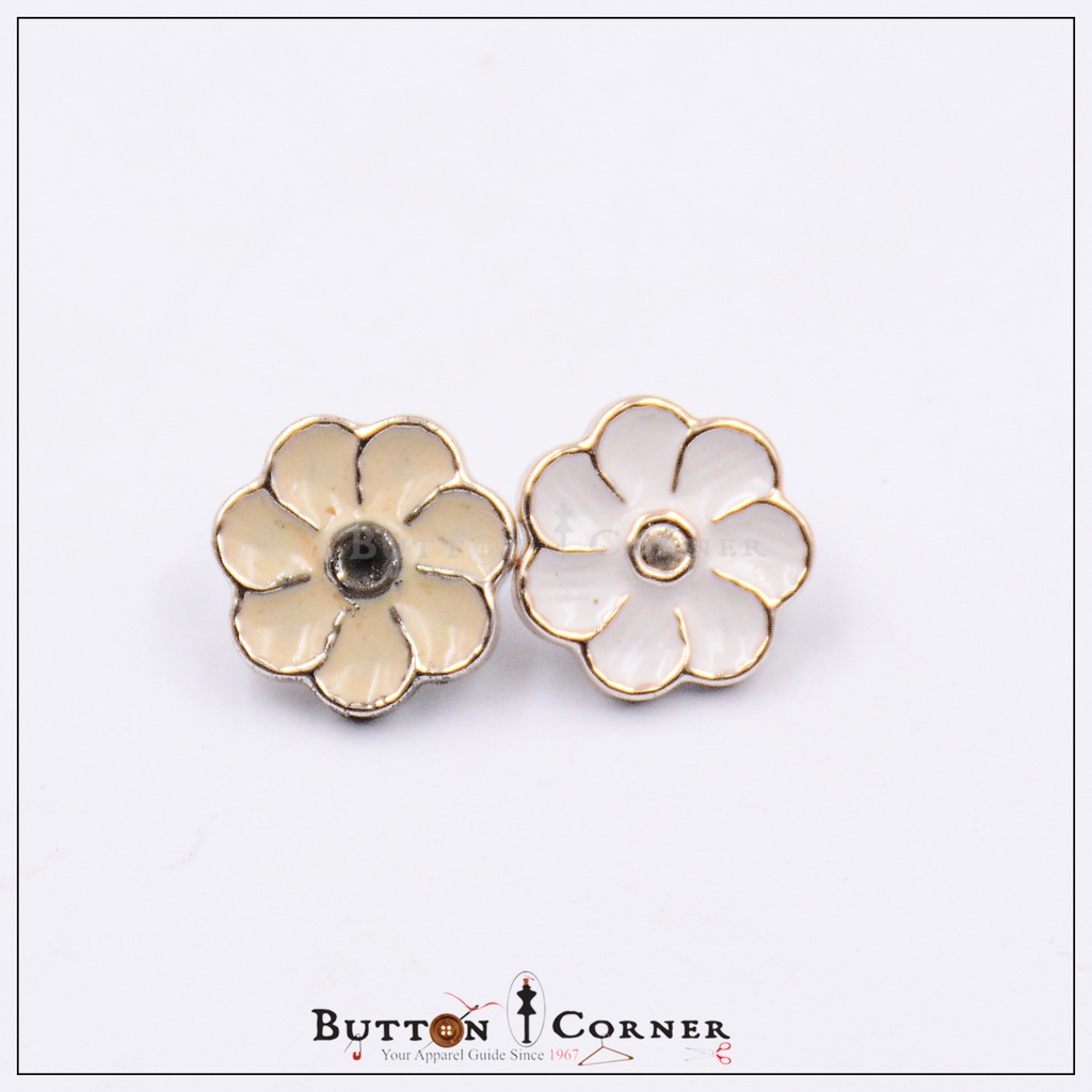 Enamel Coated Flower Shank Button