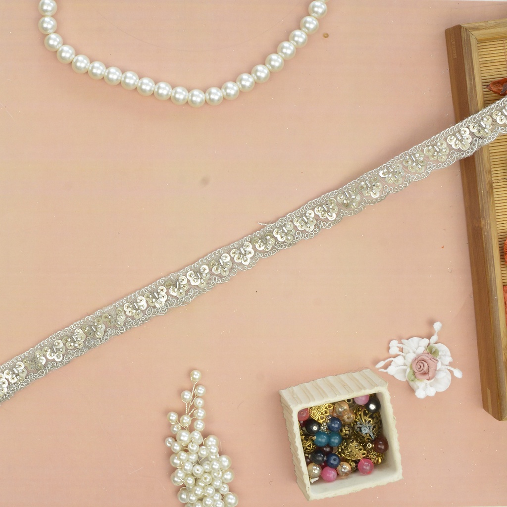 Fancy Glass Beads Sequence Lace