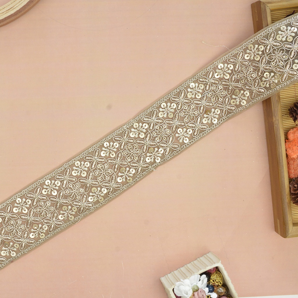 Fancy Metallic Yarn Sequence Lace