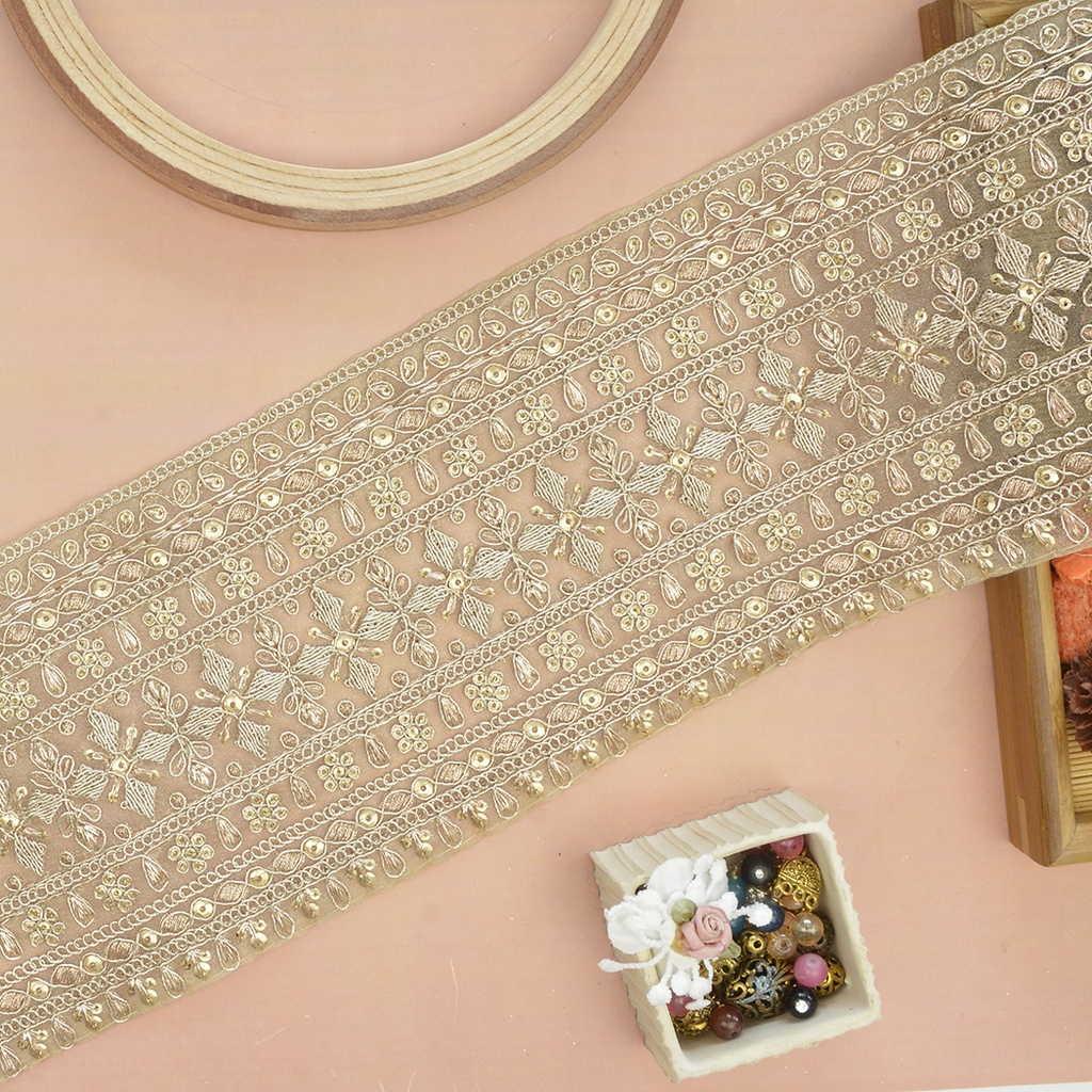 Fancy Metallic Yarn Sequence Lace