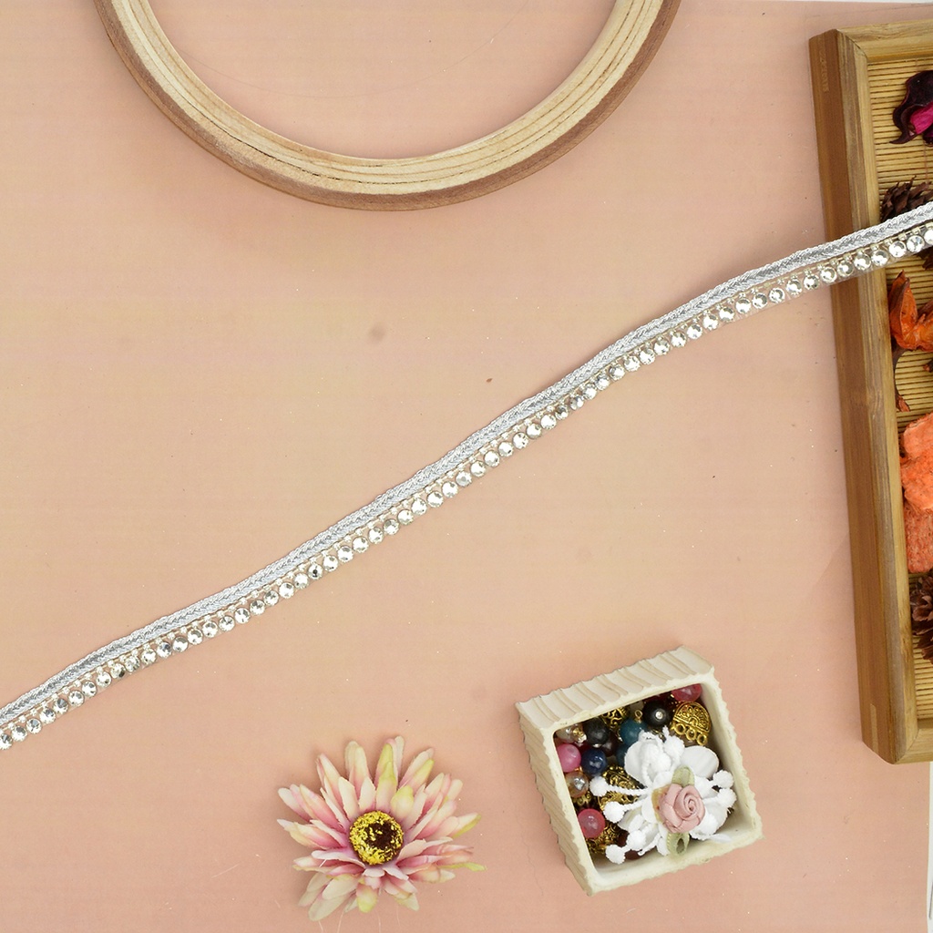 Fancy Metallic Yarn Crystal Lace