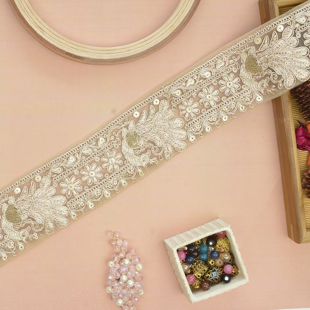 Fancy Metallic Yarn Sequence Lace