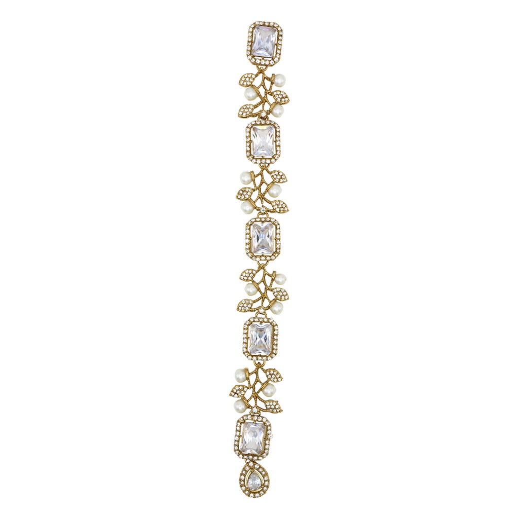 Gold Base Fancy Kundan Button Patti