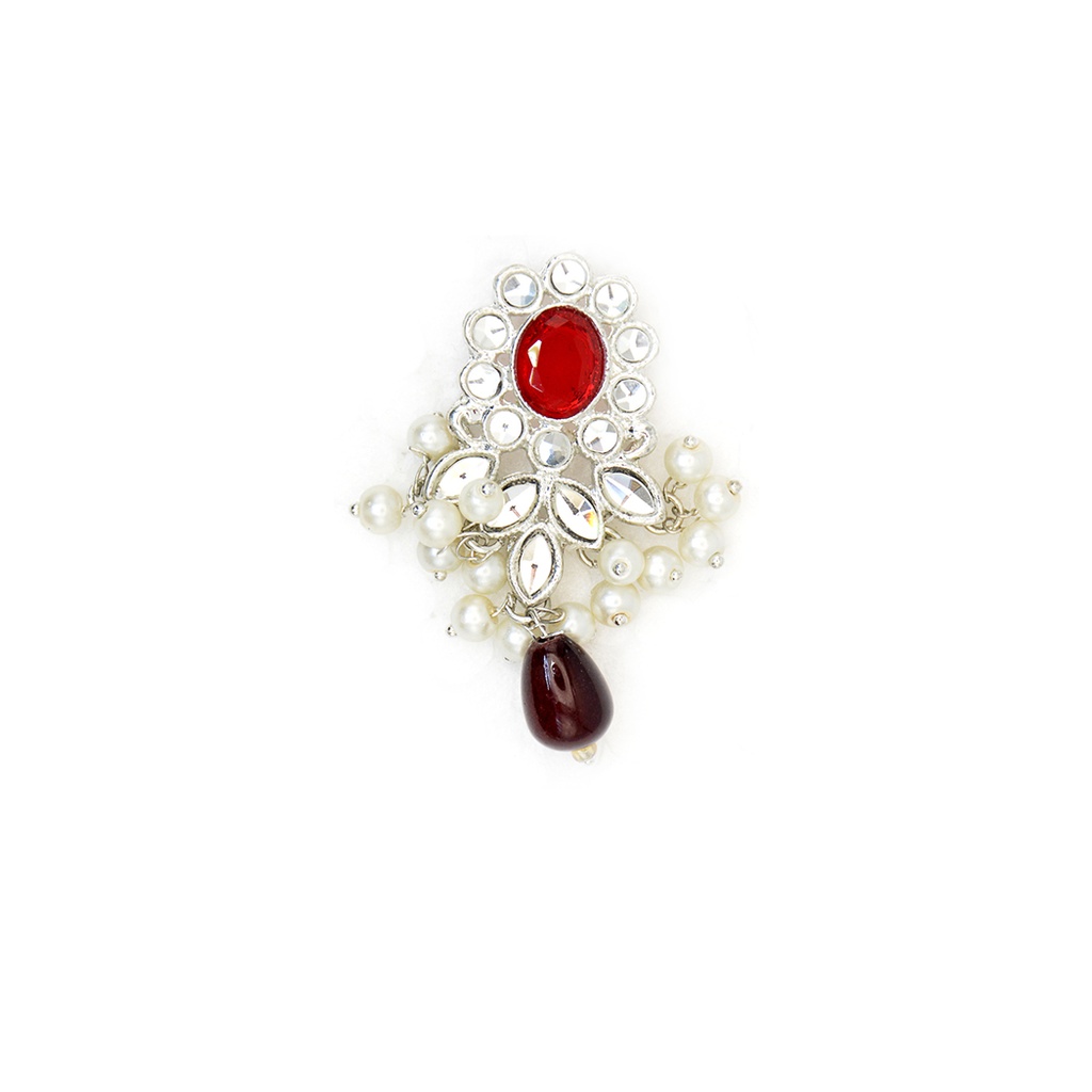 Silver Base Fancy Kundan Button