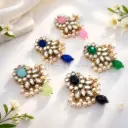 Gold Base Fancy Kundan Button