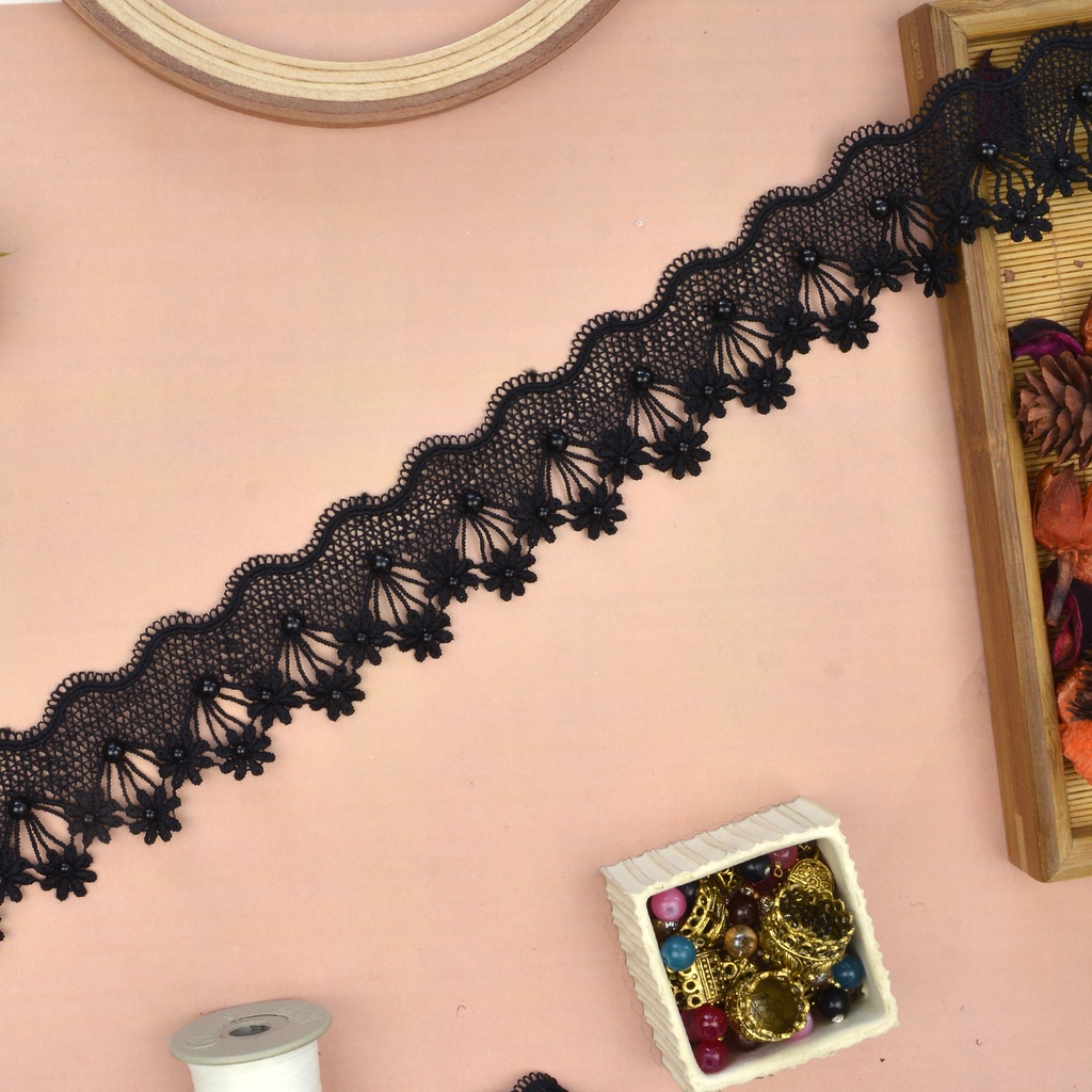 One Side Border Lace With Pearl