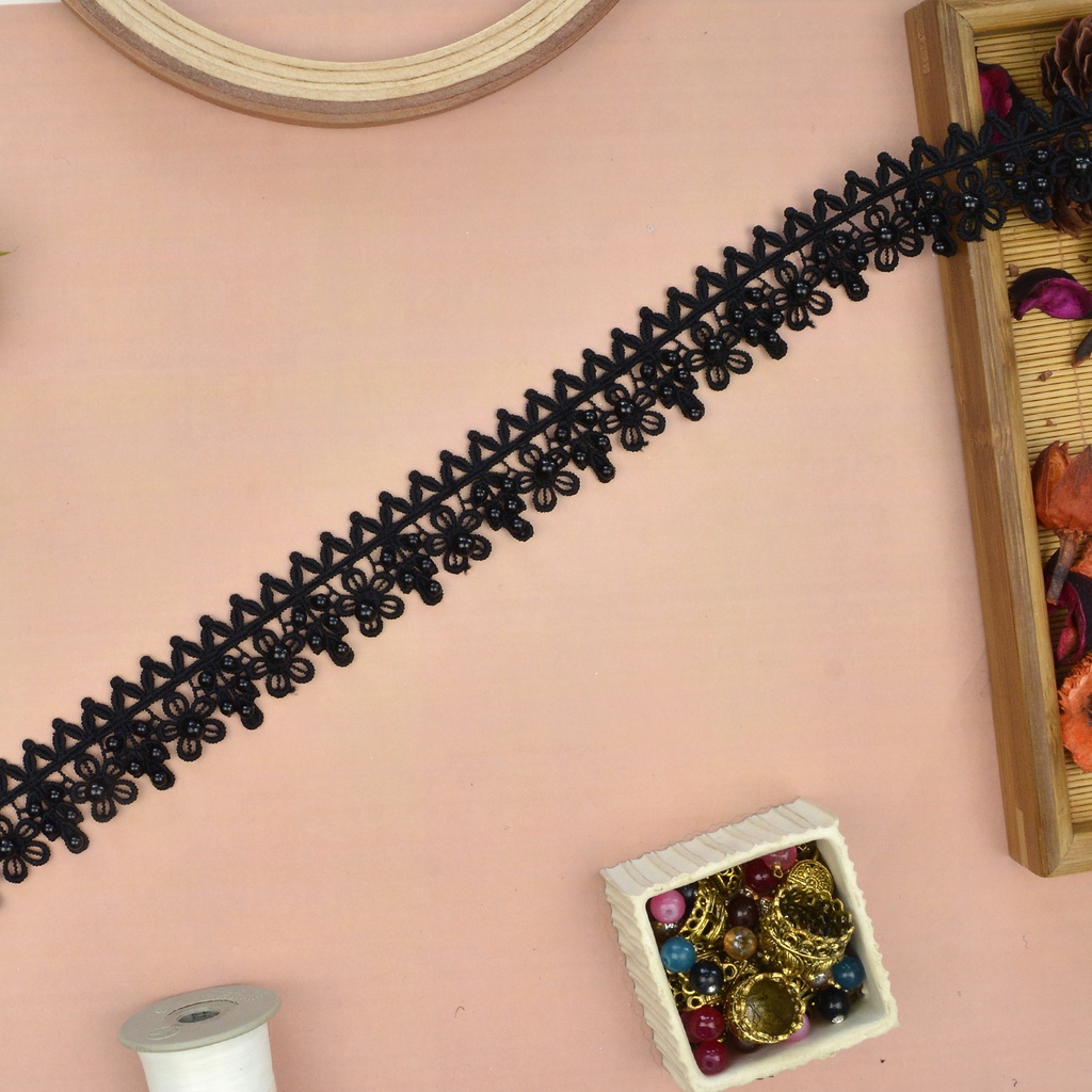 One Side Border Lace With Pearl