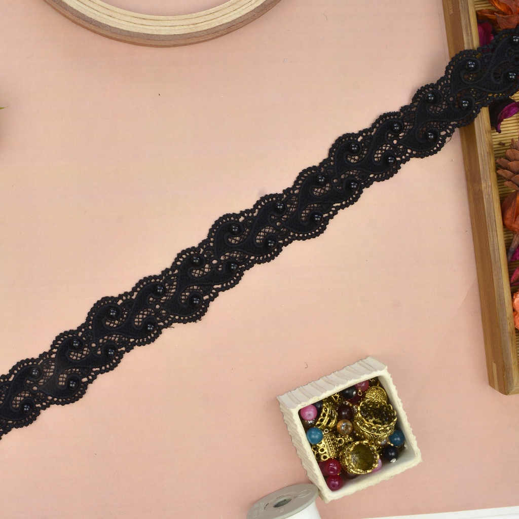 Double Side Border Lace With Pearl