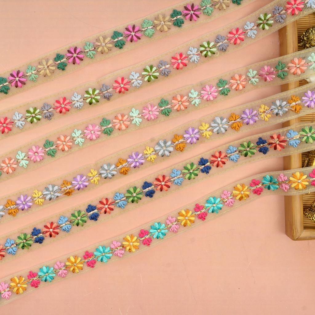 Fancy Metallic Yarn Embroidery Net Lace