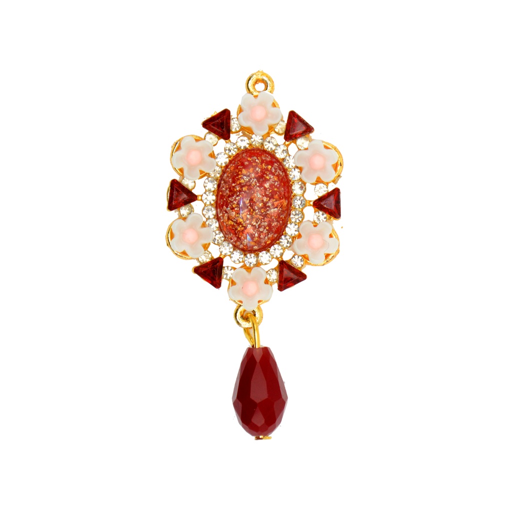 Oval Shape Flowers Crystal Button