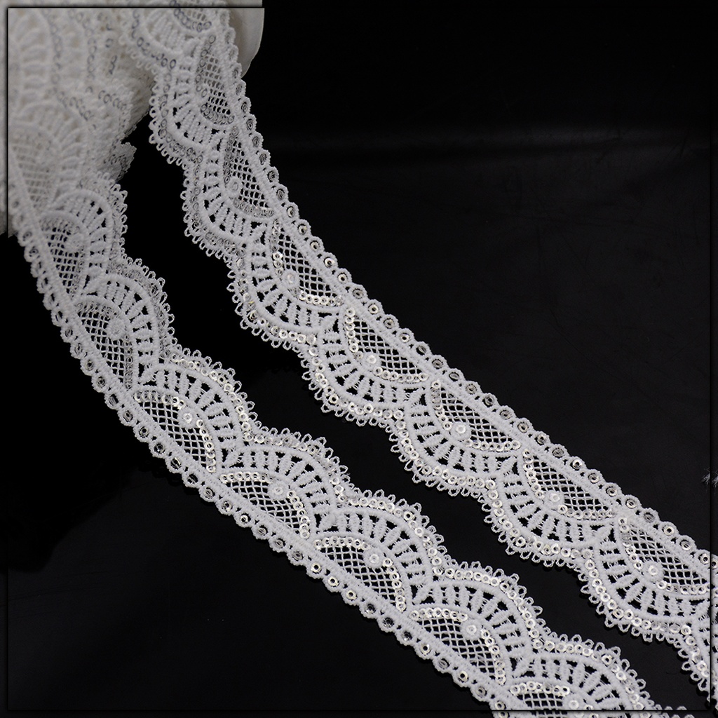 One Side Border Shuttle Sequence Lace