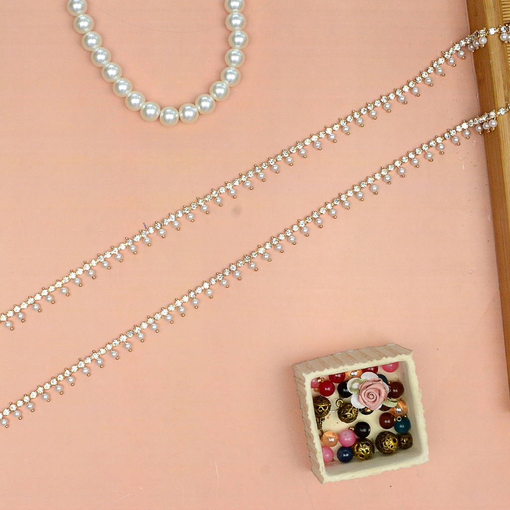Rhinestone With Pearl Metal Hanging Lace