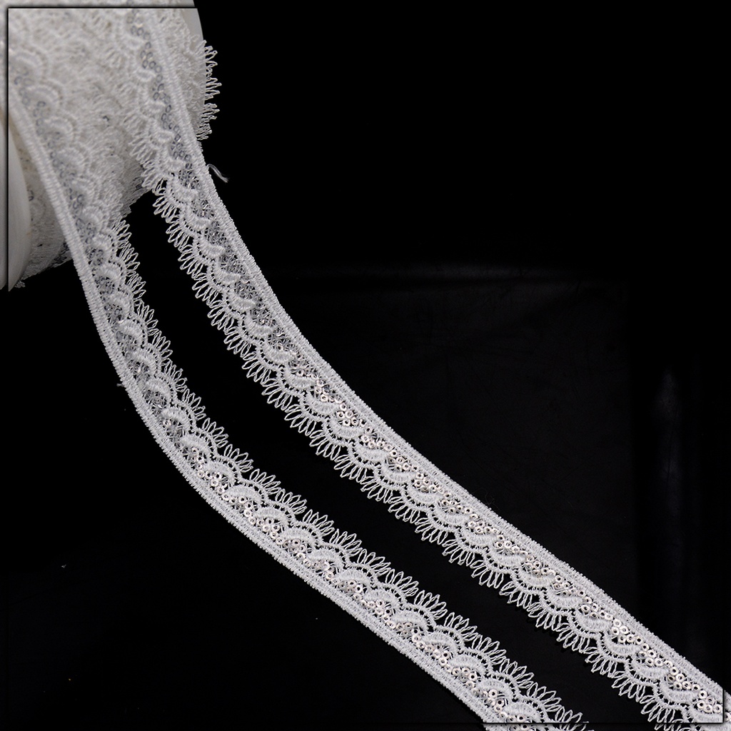 One Side Border Shuttle Sequence Lace