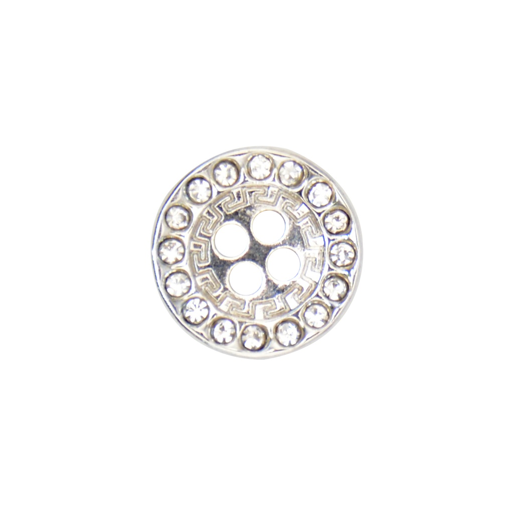 Luxury Rhinestone Border Greek Key 4-Hole Fancy Button