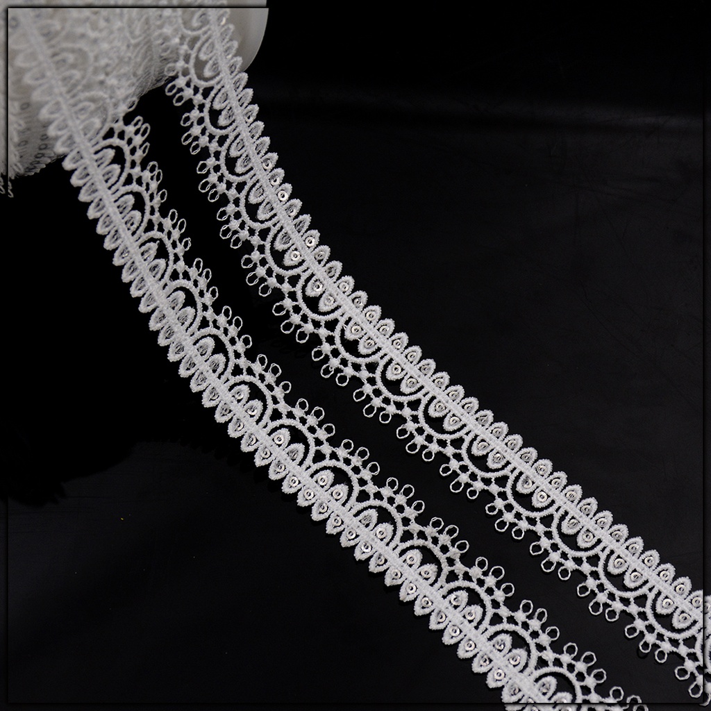 One Side Border Shuttle Sequence Lace