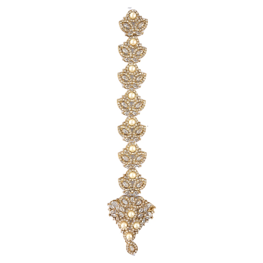 Gold Base Fancy Kundan Button Patti