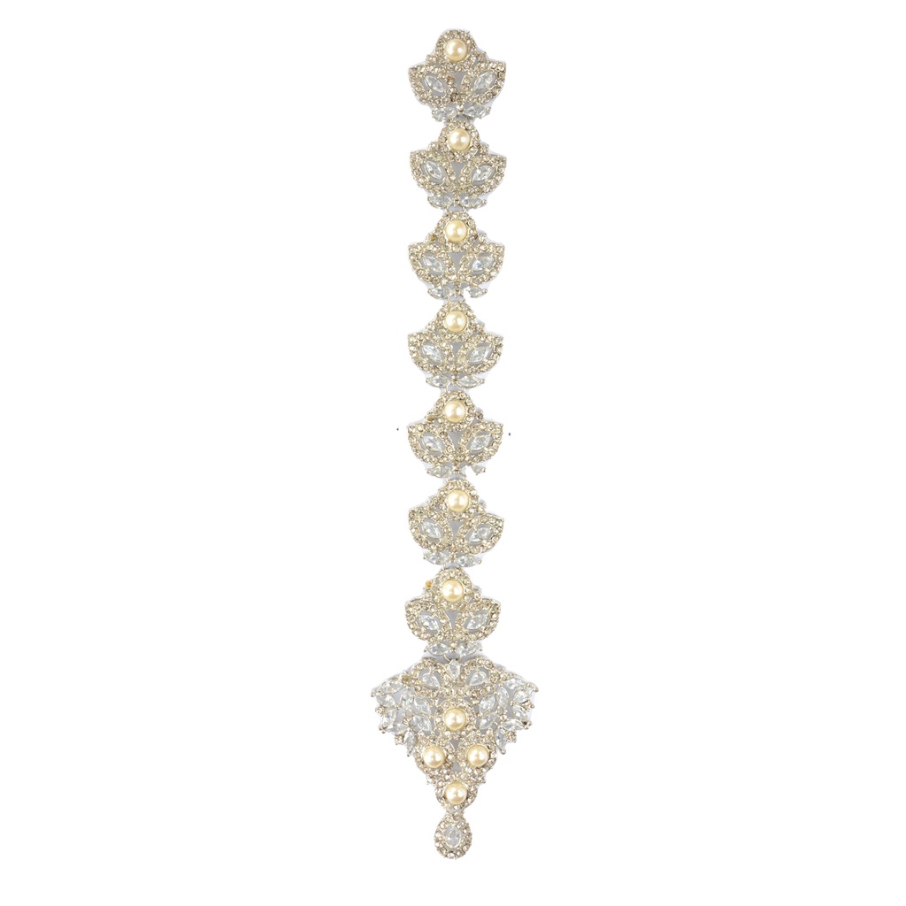 Silver Base Fancy Kundan Button Patti