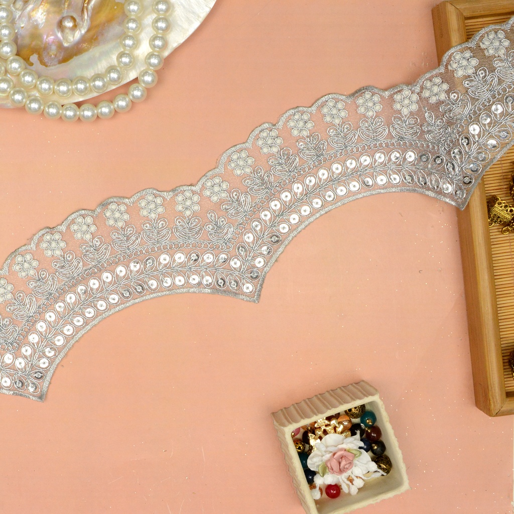 Fancy Metallic Yarn Sequence Lace