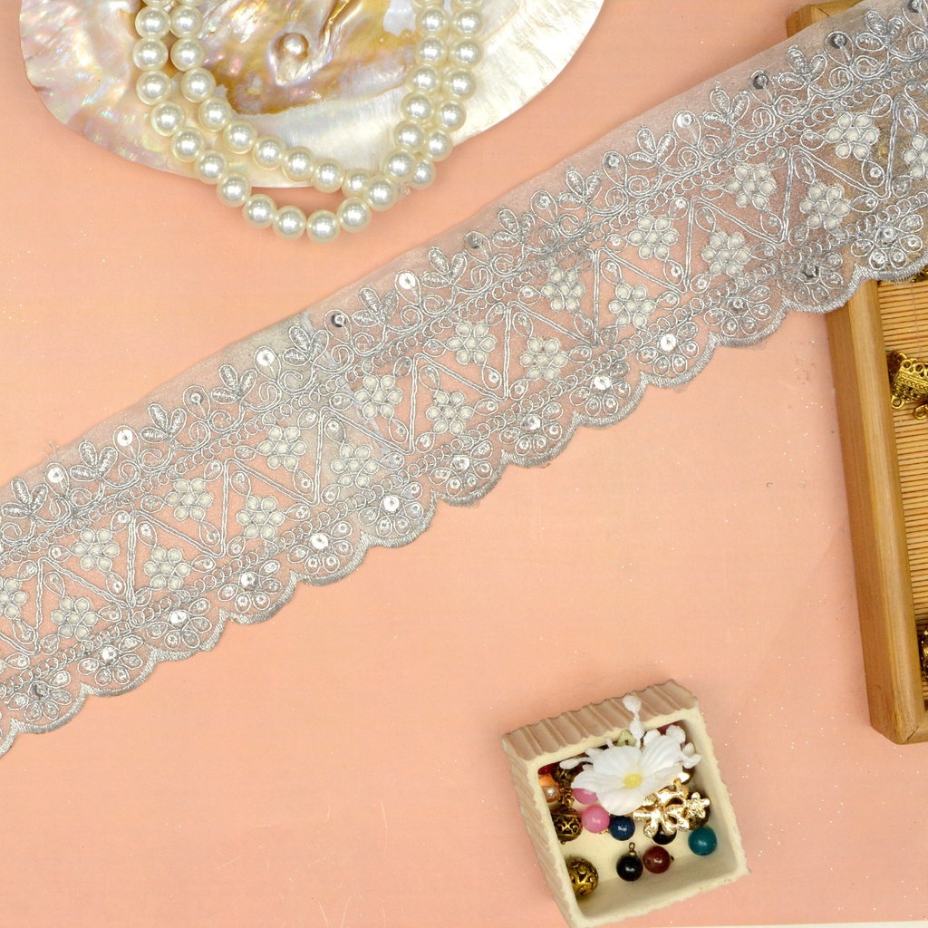 Fancy Metallic Yarn Sequence Lace