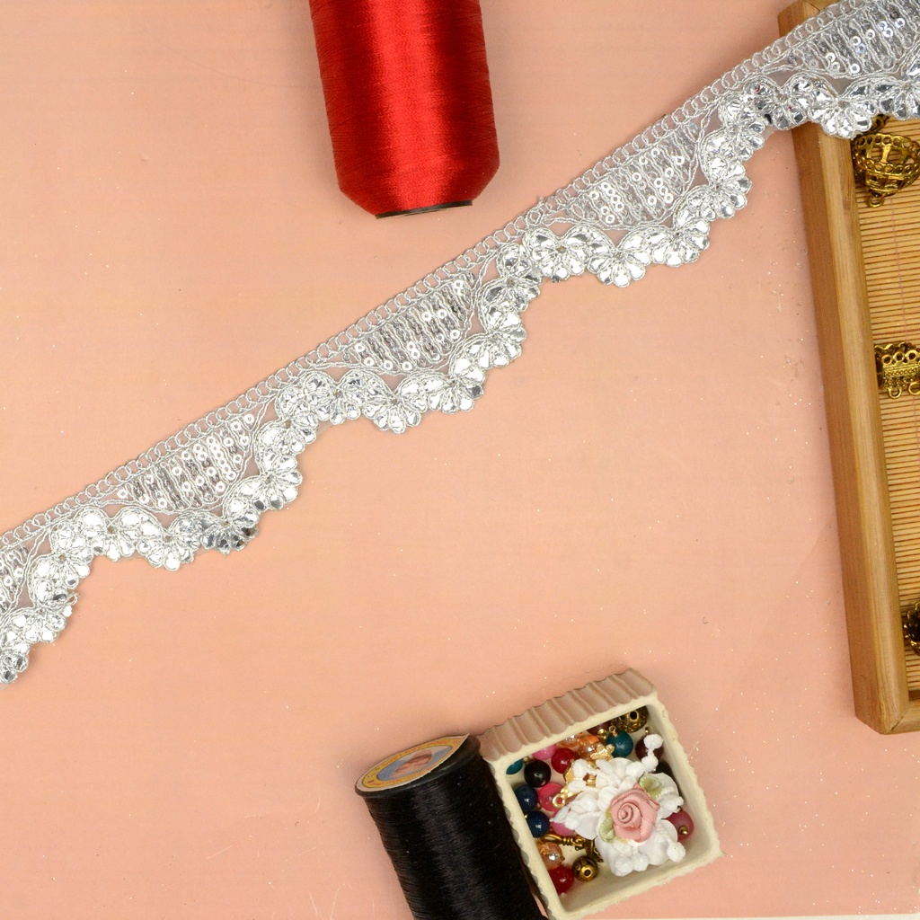 Fancy Metallic Yarn Sequence Lace