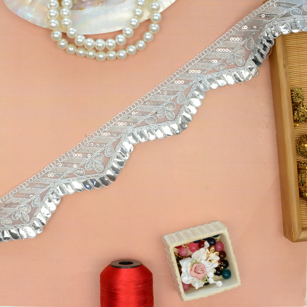 Fancy Metallic Yarn Sequence Lace