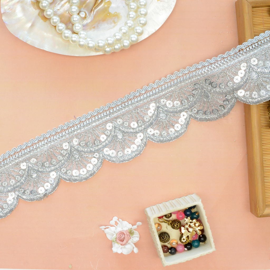 Fancy Metallic Yarn Sequence Lace