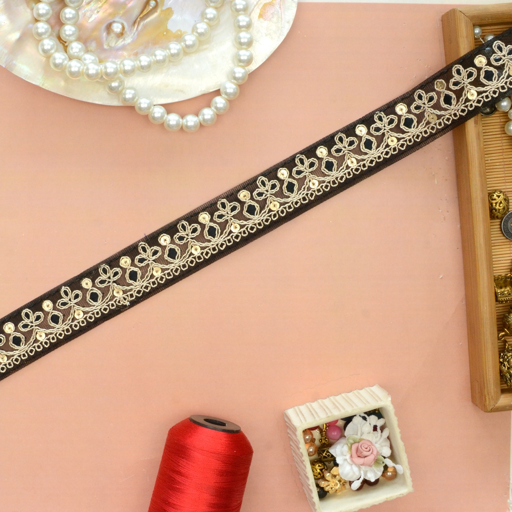 Fancy Metallic Yarn Sequence Lace