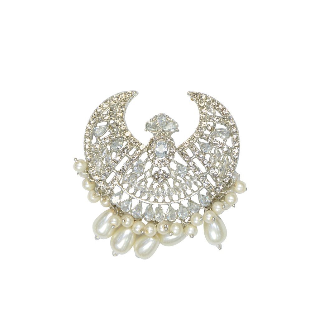 Silver Base Fancy Kundan Button