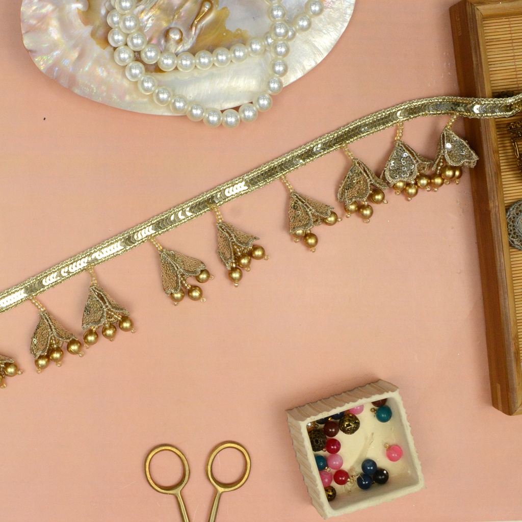 Fancy Sequence Pearl Hanging Lace