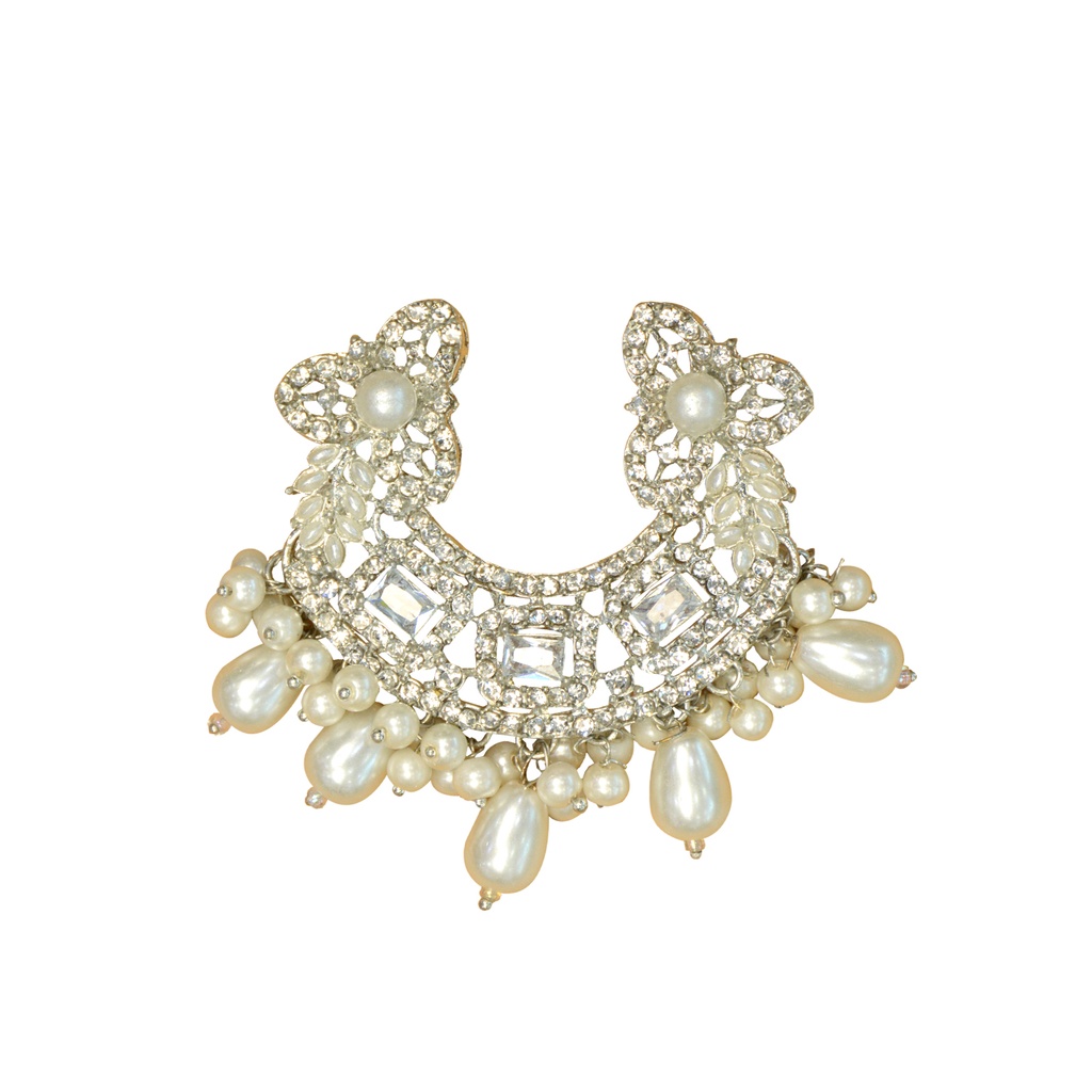Silver Base Fancy Kundan Button