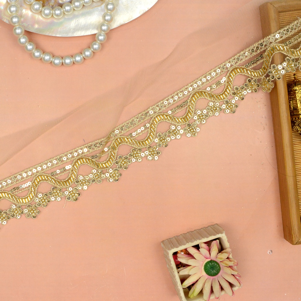 Fancy Glass Beads Sequence Lace