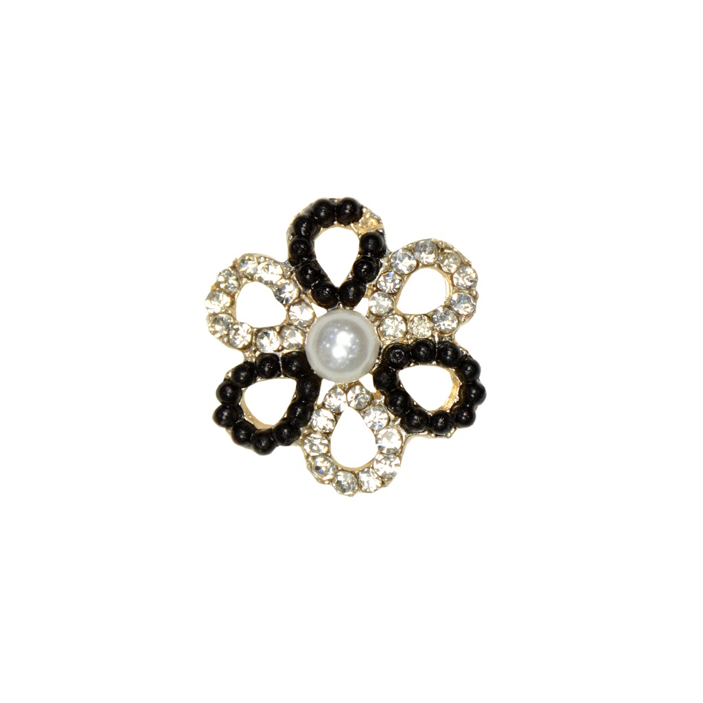 Flower Shape Pearl & Crystal Fancy Button