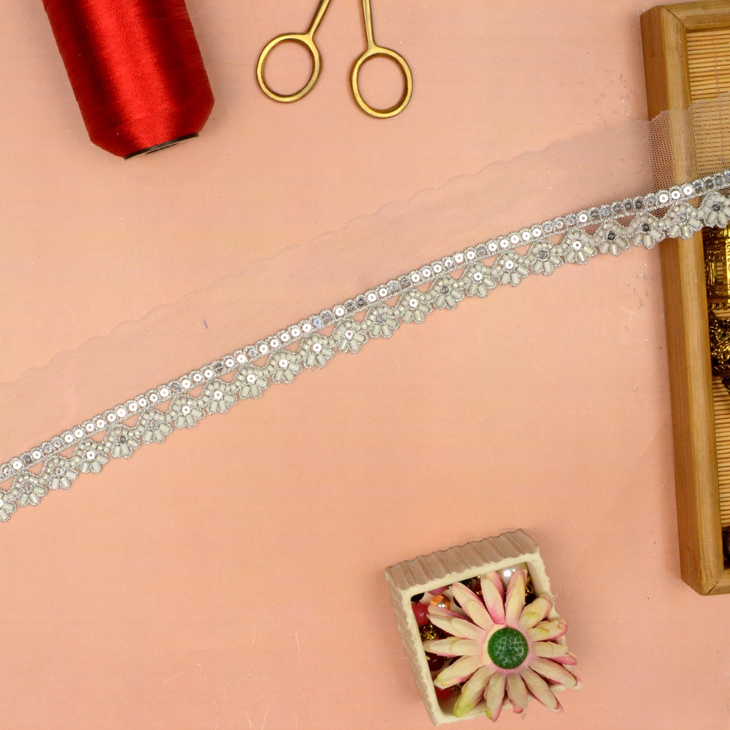 Fancy Glass Beads Sequence Lace