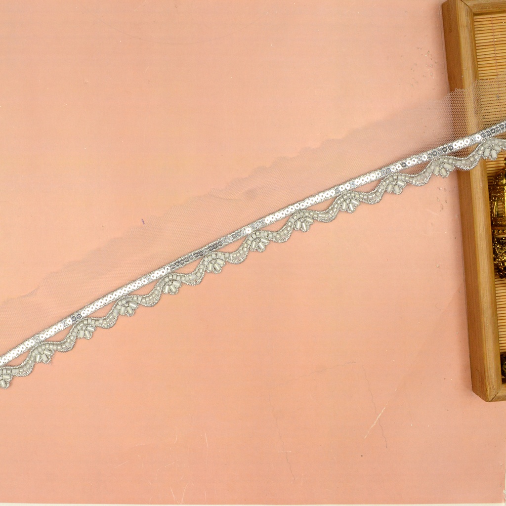 Fancy Glass Beads Sequence Lace