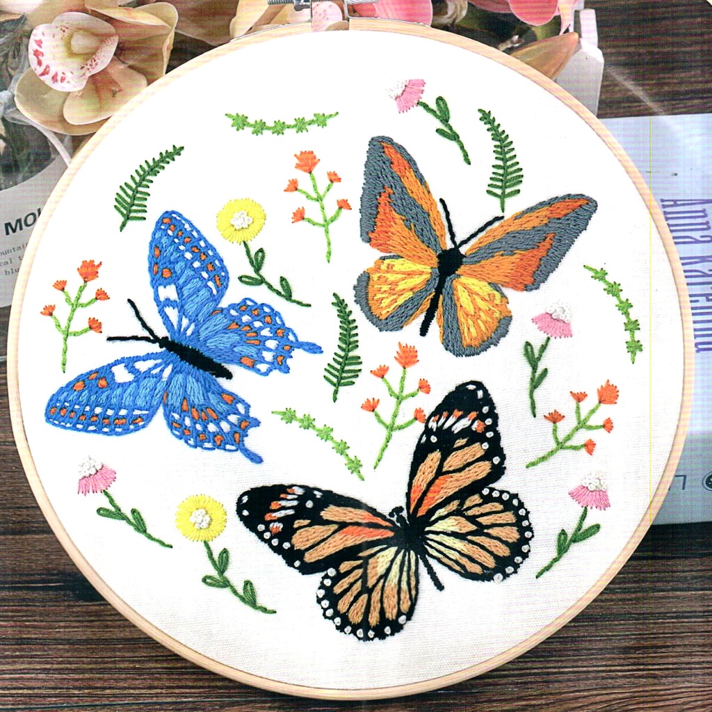 Colorful Butterflies Flying Embroidery Kit