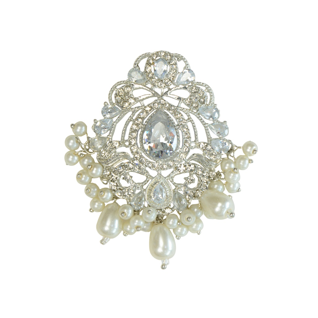 Silver Base Fancy Kundan Button