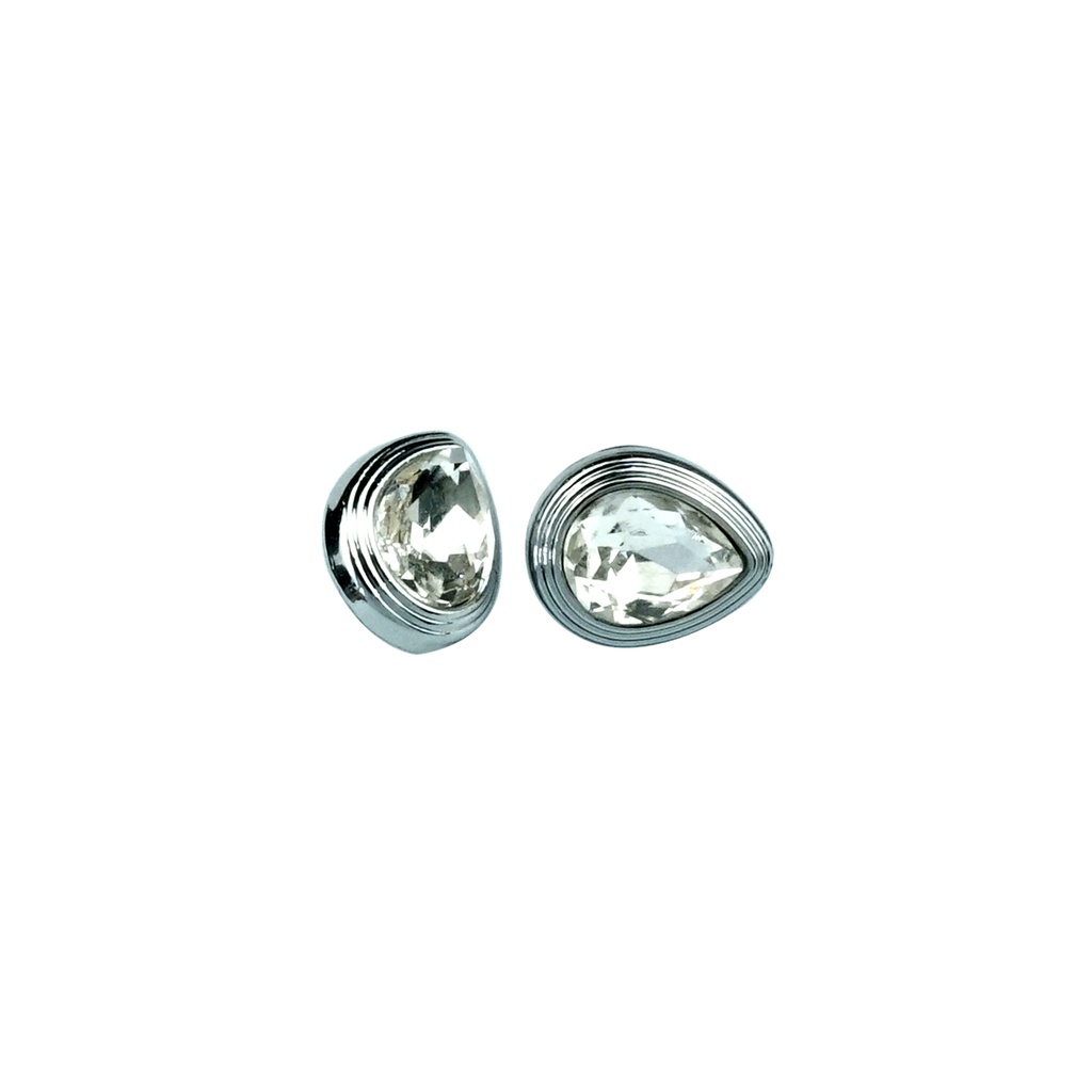 Silver Base Fancy Crystal Button