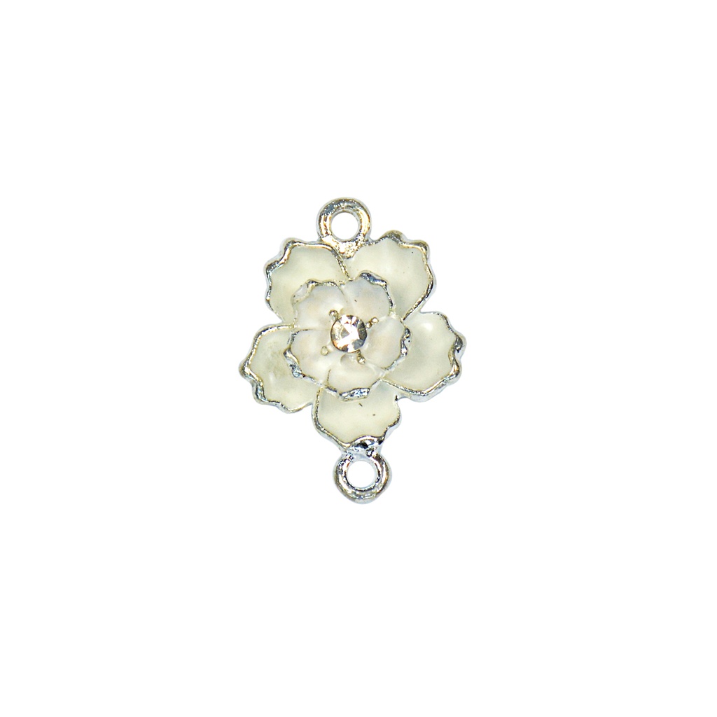 Silver Base Rose Flower Shape Fancy  Button