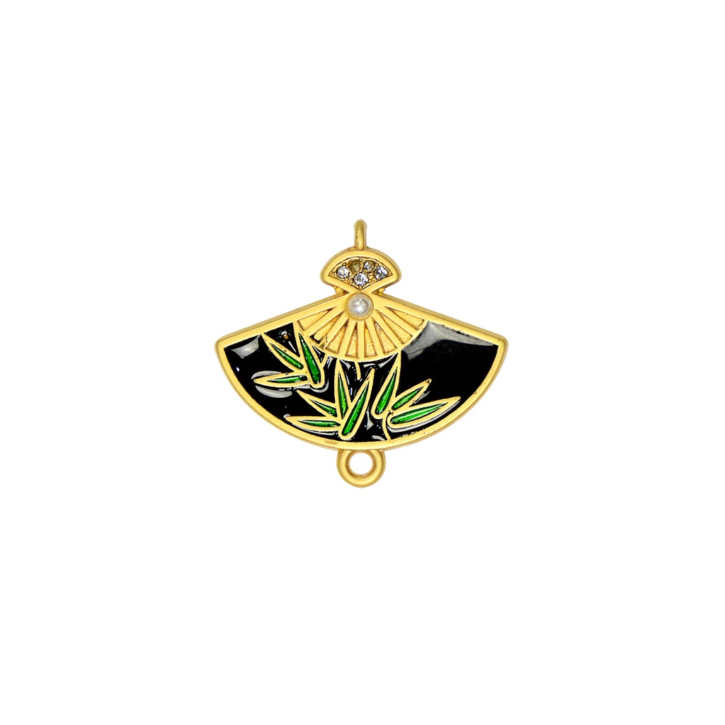Enamel Coated Hand Fan Pendant