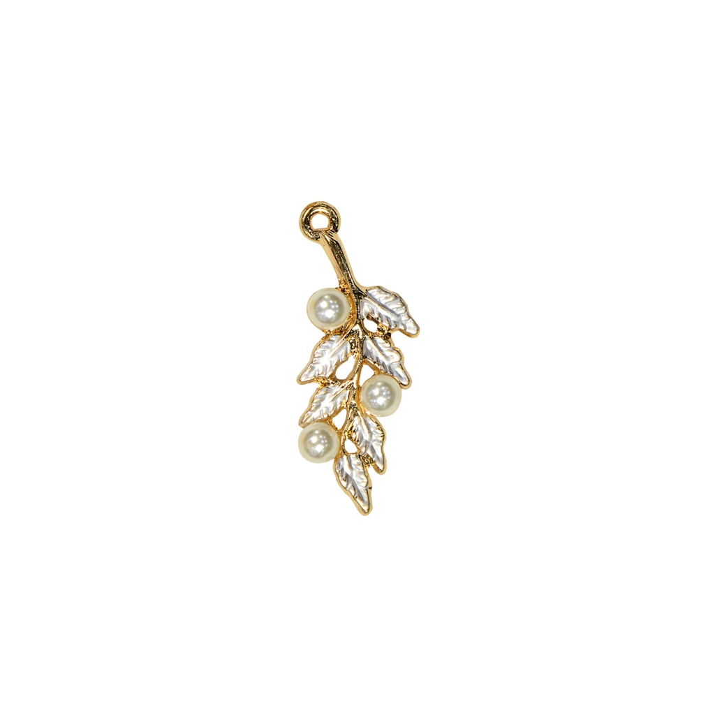 Metal Leaf On Twig Pearl Hanging