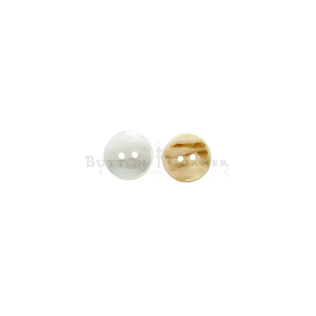 Flat Natural River Shell 2 Hole Button