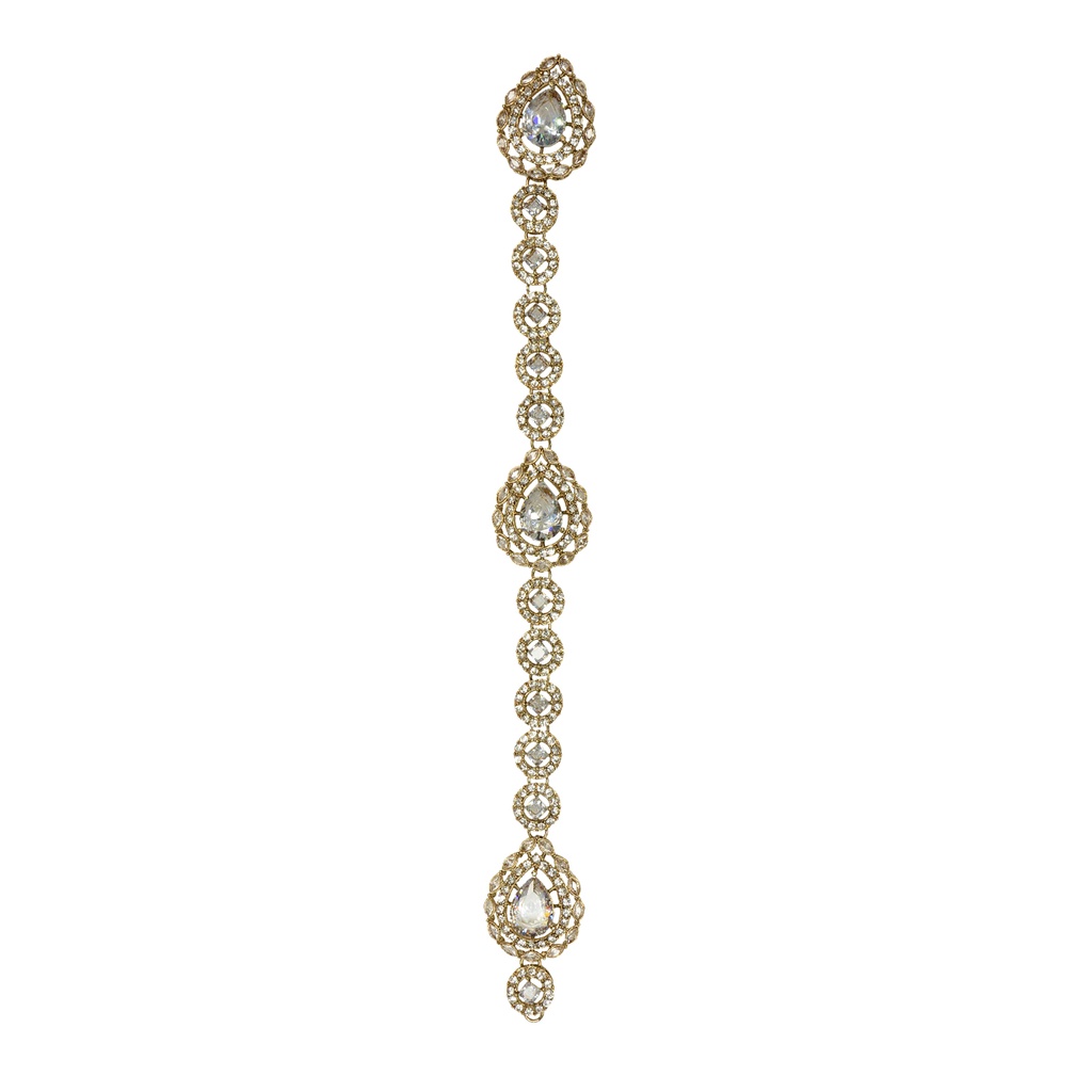 Gold Base Fancy Kundan Button Patti