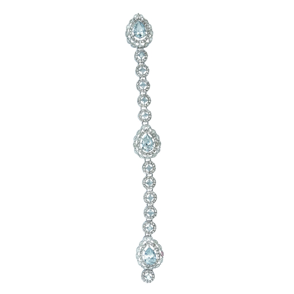 Silver Base Fancy Kundan Button Patti