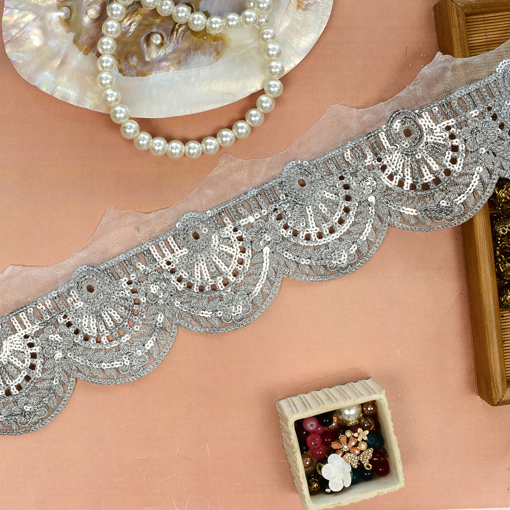 Fancy Metallic Yarn Sequence Lace