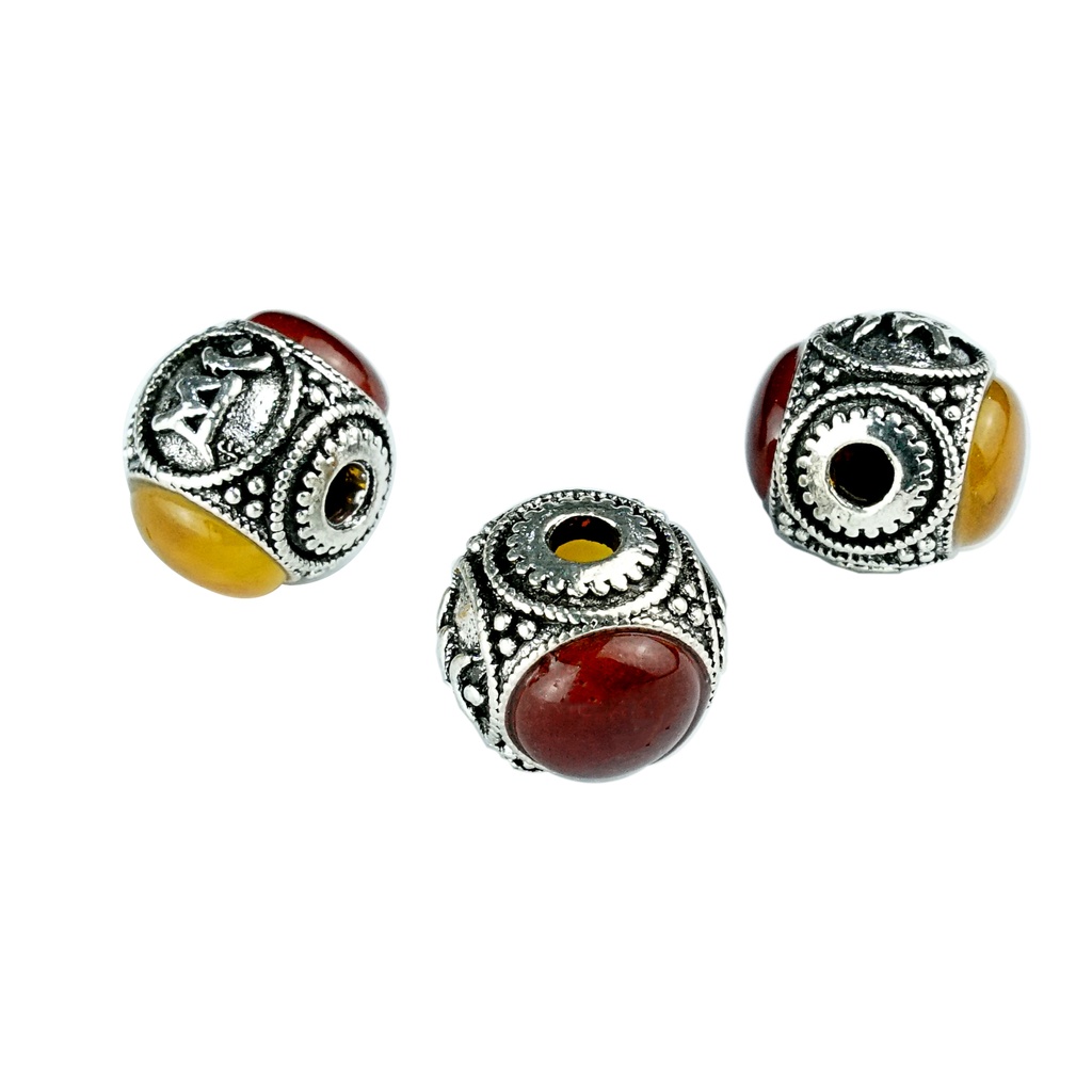 Tibetan Silver Inlaid Gemstone Ball