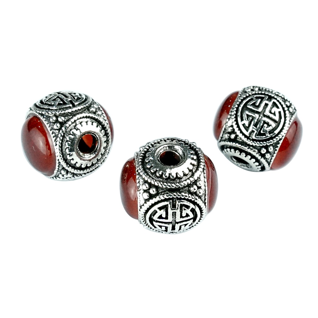 Tibetan Silver Inlaid Gemstone Ball