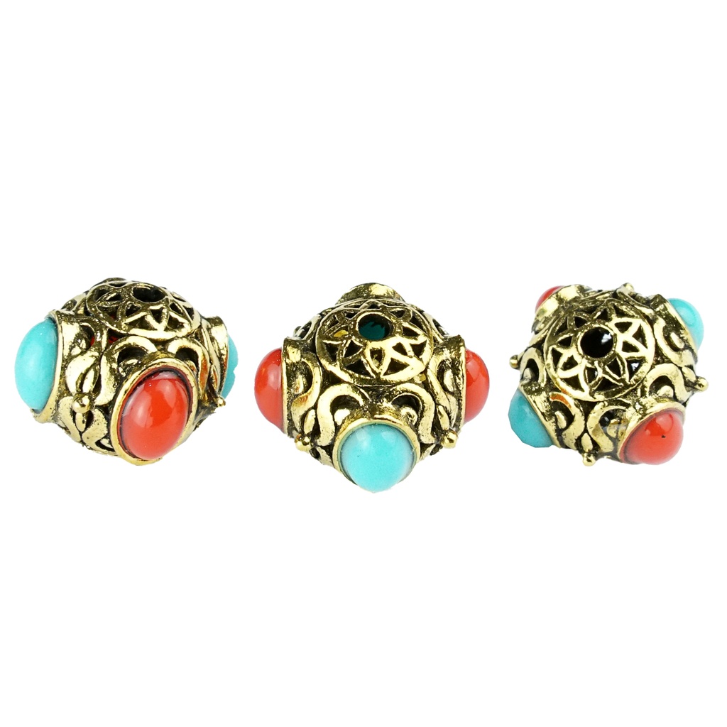 Multicolour Antique Hollow Beads